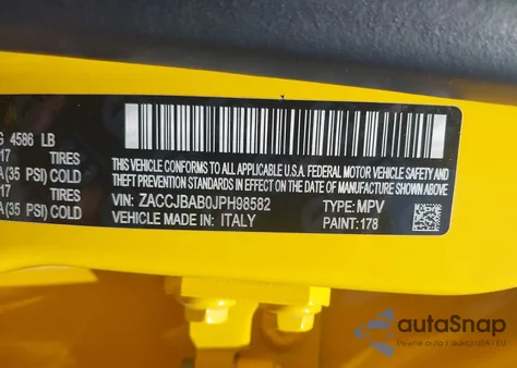 2018 Jeep Renegade Upland Edition 4X4 из США, поврежденный, VIN ZACCJBAB0JPH98582